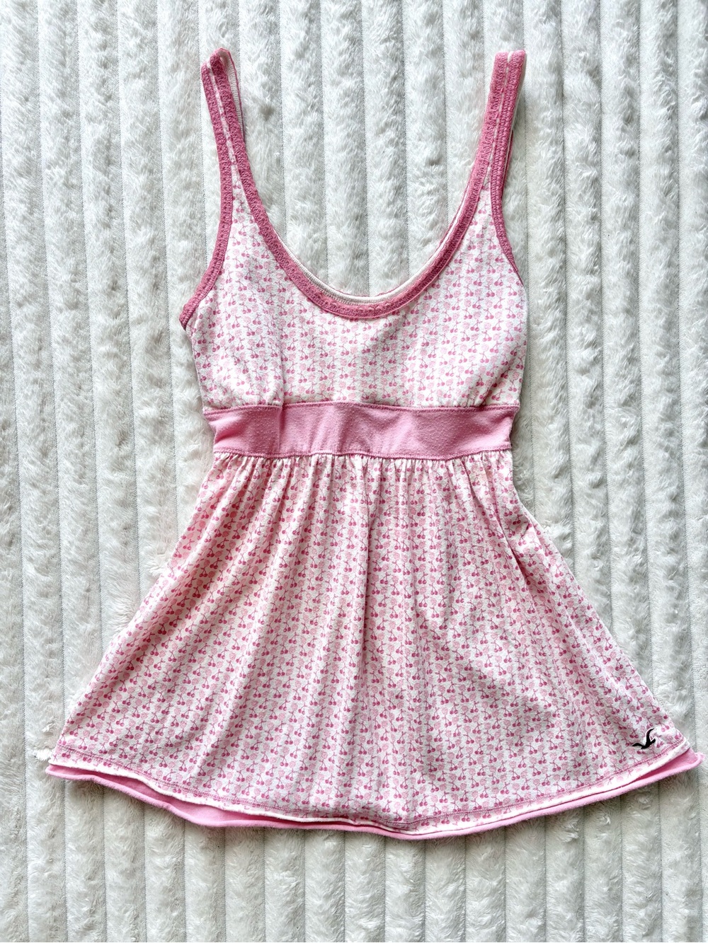 Vintage Y2K Rare Hollister Light Pink Cherry Babydoll Tank Top - Picture 2 of 8